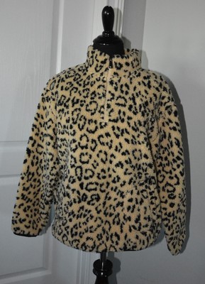 Polo Ralph Lauren Girl's Ocelot Sherpa 1/4 Zip Jacket Sweatshirt - Large (12-14)