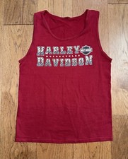Harley-Davidson Vintage Tank Top T-Shirt TEXAS 2000 USA Men's M Dark Red