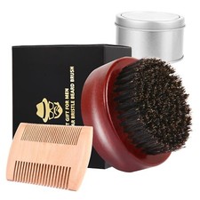 Beard Brush, Boar Bristle Black Walnut Wood Beard Comb Brush for Men To Tame