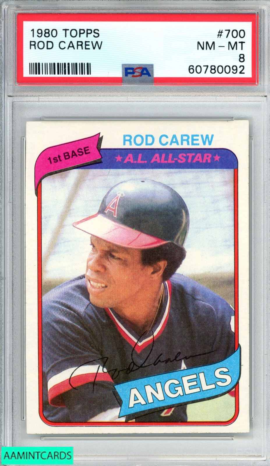 1980 TOPPS ROD CAREW #700 MINNESOTA TWINS HOF PSA 8 NM-MT