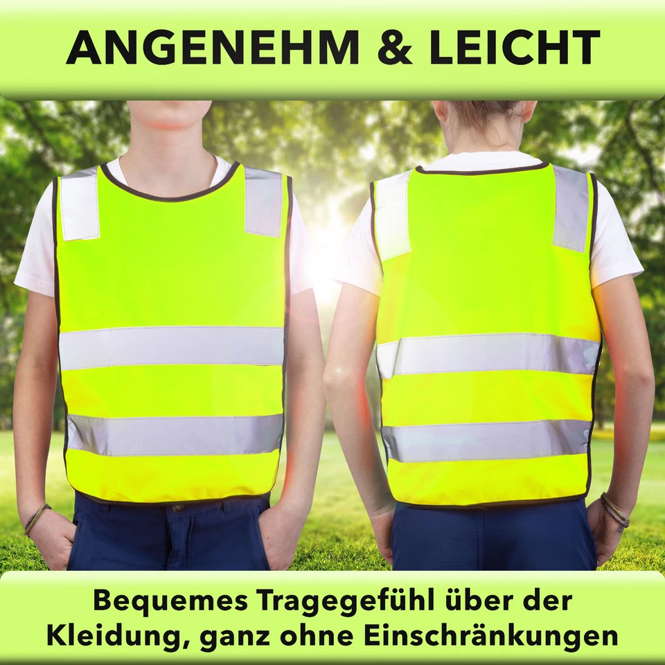 Niños Chaleco Reflectante (3-12 Años) de Seguridad Bicicleta Amarillo - Imagen 4 de 4