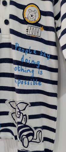 6-9 Monate Disney Baby Jungen WINNIE THE POOH warm gestreift Kapuze Strampler Spielanzug - Bild 3 von 8