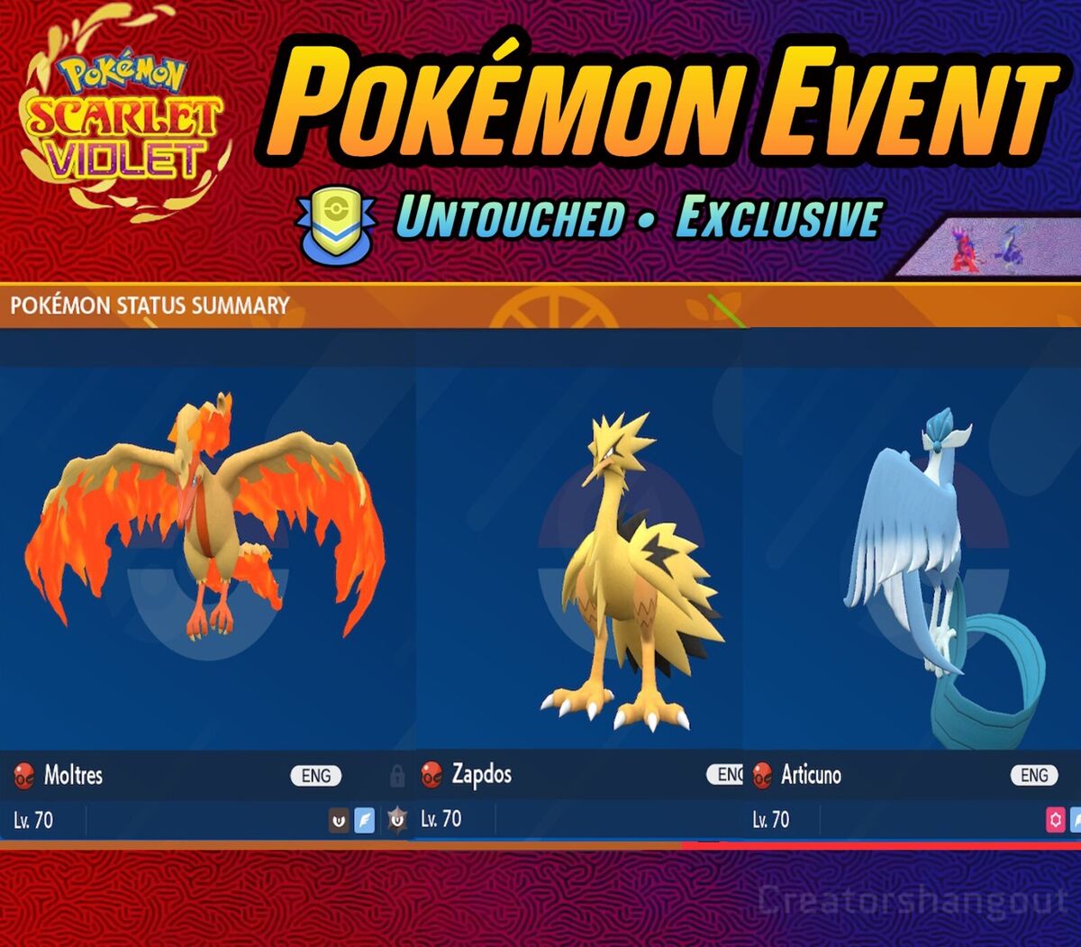 Legendary Birds • Articuno, Zapdos, Moltres • Competitive • 6IVs