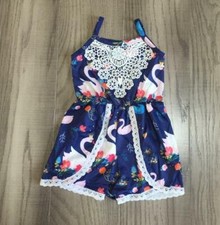 NWT Boutique Swan Girls Sleeveless Romper Jumpsuit Sunsuit 5-6