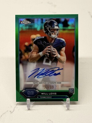 2024 WILL LEVIS #'d /99 Topps Chrome Green Refractor AUTO Variation Rookie SP RC