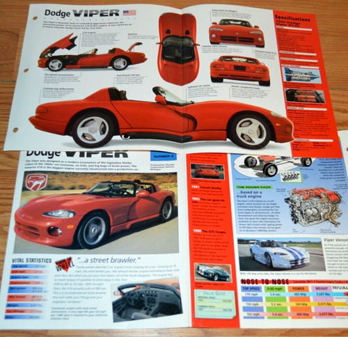 1992 DODGE VIPER RT/10 SPECS INFO ORIGINAL POSTER BROCHURE 92 R/T