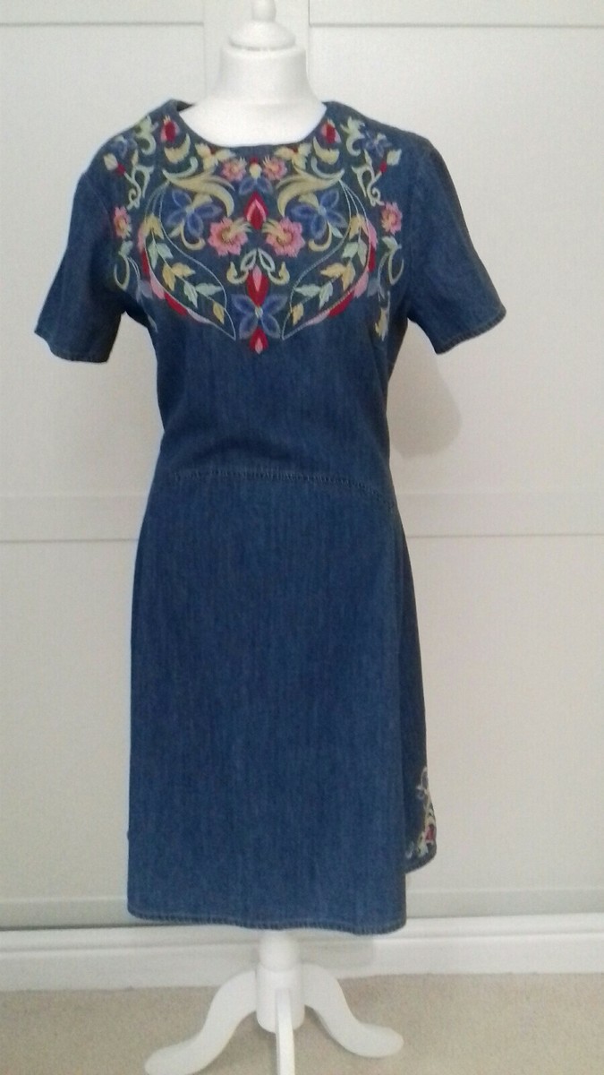 Denim embroidered dress by edc Esprit size 10 new with tags RRP