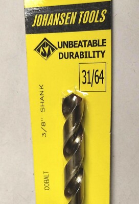 2 pc 31/64 Jobbers Length Drill bits COBALT HSCO Split Point reduced shank size