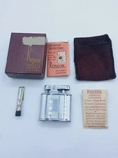 Vintage Ronson Standard Lighter Unstruck Original Box & Accessories Monogramed