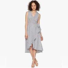 Calvin Klein Women’s Striped Floral Sleeveless Midi Dress Size 12 Romantic Boho