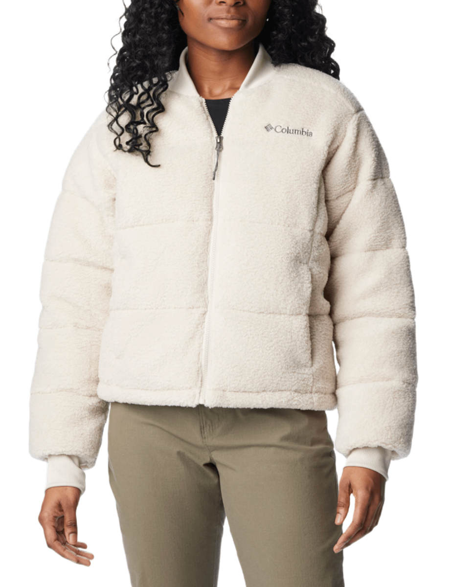 COLUMBIA Women's Puffect Sherpa Novelty Bomber Jacket sz XL X