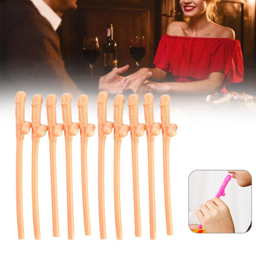 10Pcs Hen Party Penis Willy Straws Hen Night Out Novelty Sucking Drinking Straws - Afbeelding 1 van 17