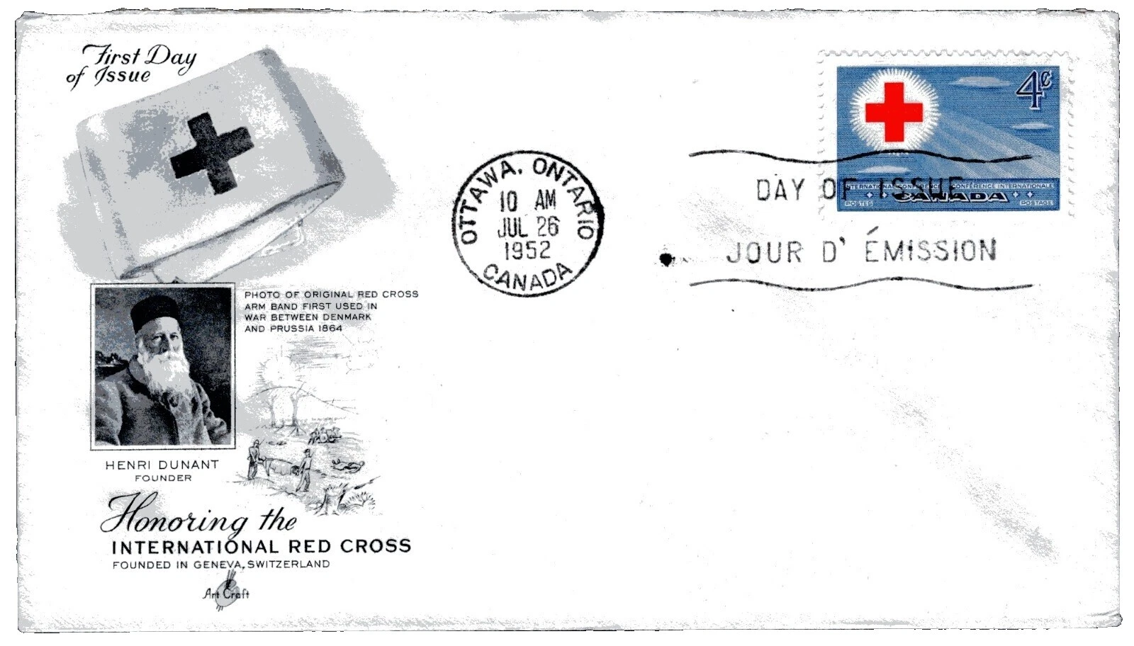 Cruz Roja Sellos canadiense de primer día de emisión