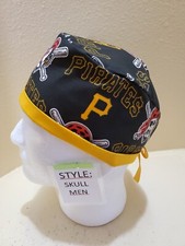 Pittsburgh Pirates MLB Men's Skull/Chemo Surgical Scrub Hat/Cap Handmade