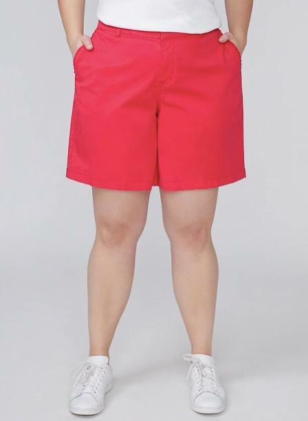 LANE BRYANT ~ New! NWT Plus 26 28 ~ Rose Red Stretch Cotton GIRLFRIEND Shorts