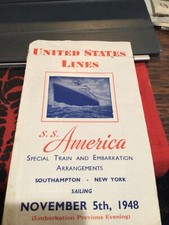 S.S. America United States Lines Embarkation November 1948