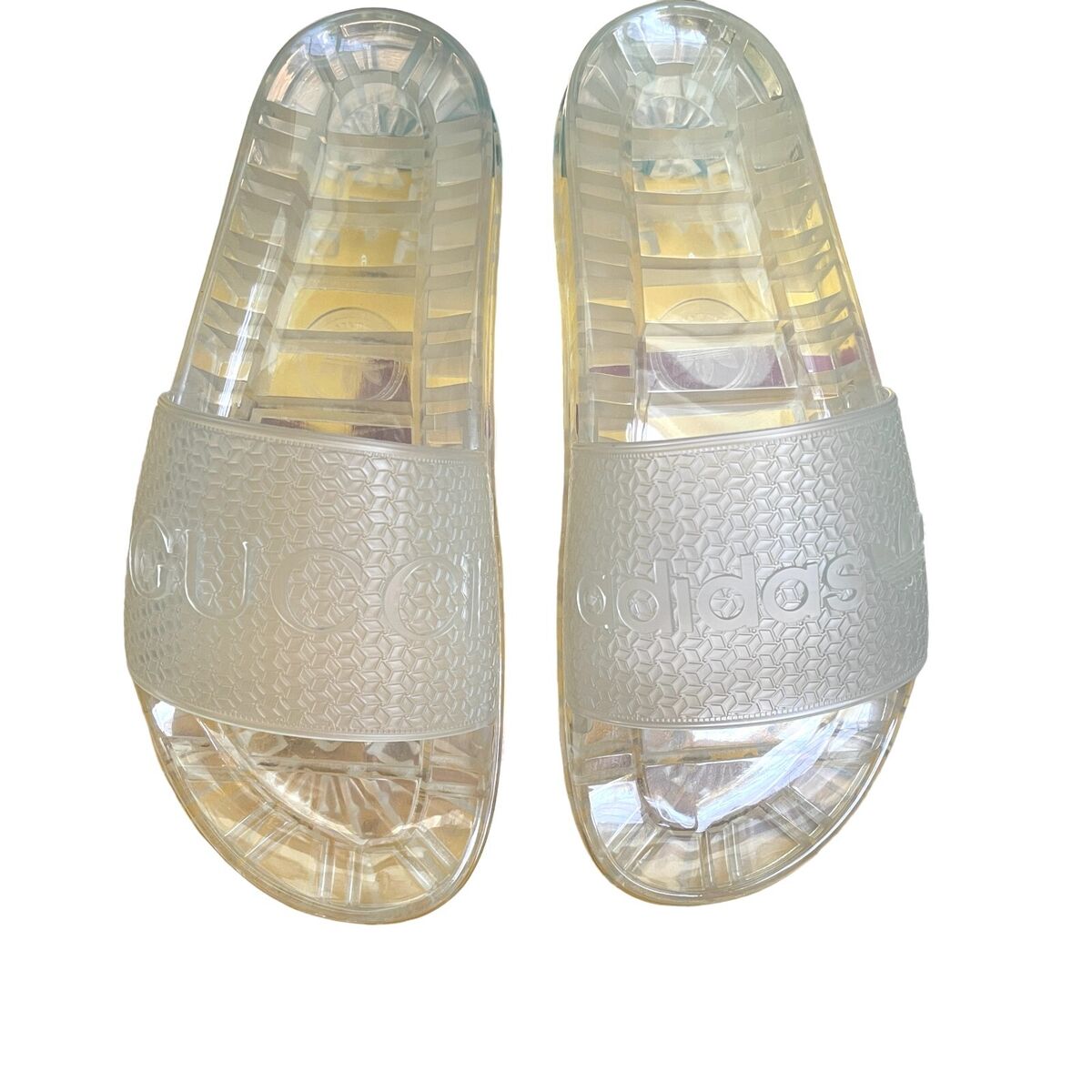 Gucci x Adidas 721229 Logo Transparent Slides Sandals Size Gucci x Adidas 721229 Logo Transparent Slides Sandals Size