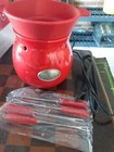 Velata Fondue Personal Size, Warmer, New, Small Size, With Forks, Red, with Lid 