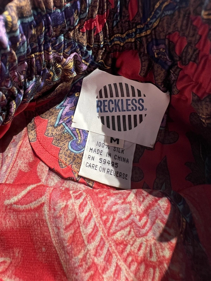 Vintage Reckless 100% Silk Red Purple Brown Men’s Boxer Shorts Underwear - Image 2 of 2