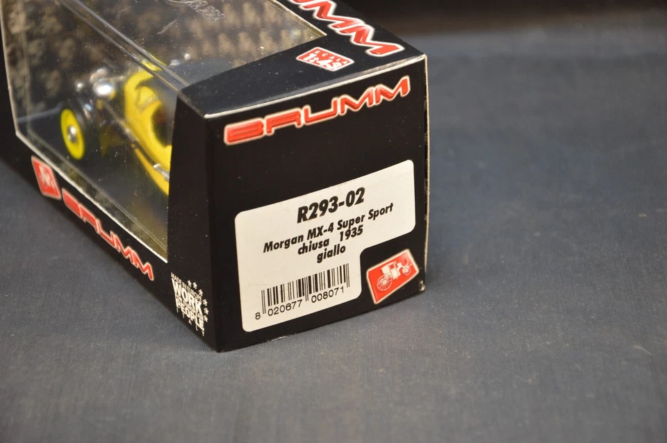BRUMM 1/43 MORGAN MX-4 SUPER SPORT CHIUSA 1935 GIALLO R293-02 DIE CAST MODEL - Immagine 2 di 3