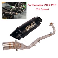 For Kawasaki Z125 Pro Full System Exhaust Tips Muffler Black Front Header Pipe
