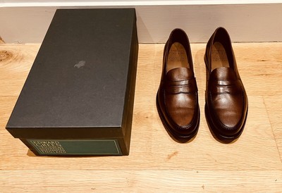 Edward Green Duke Leather Slip On Penny Loafers Shoes UK 7 EU 41 