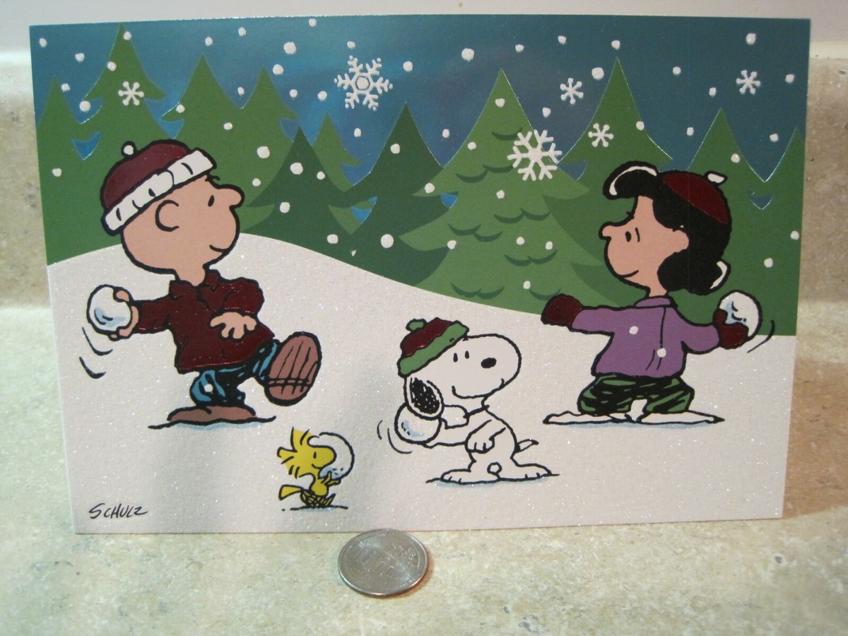 HIGH QUALITY PEANUTS SNOOPY CHRISTMAS CARD WOODSTOCK