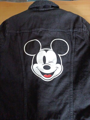Levis Mickey Mouse Trucker Jeansjacke Schwarz Size M Druckknöpfe Cotton Unisex 