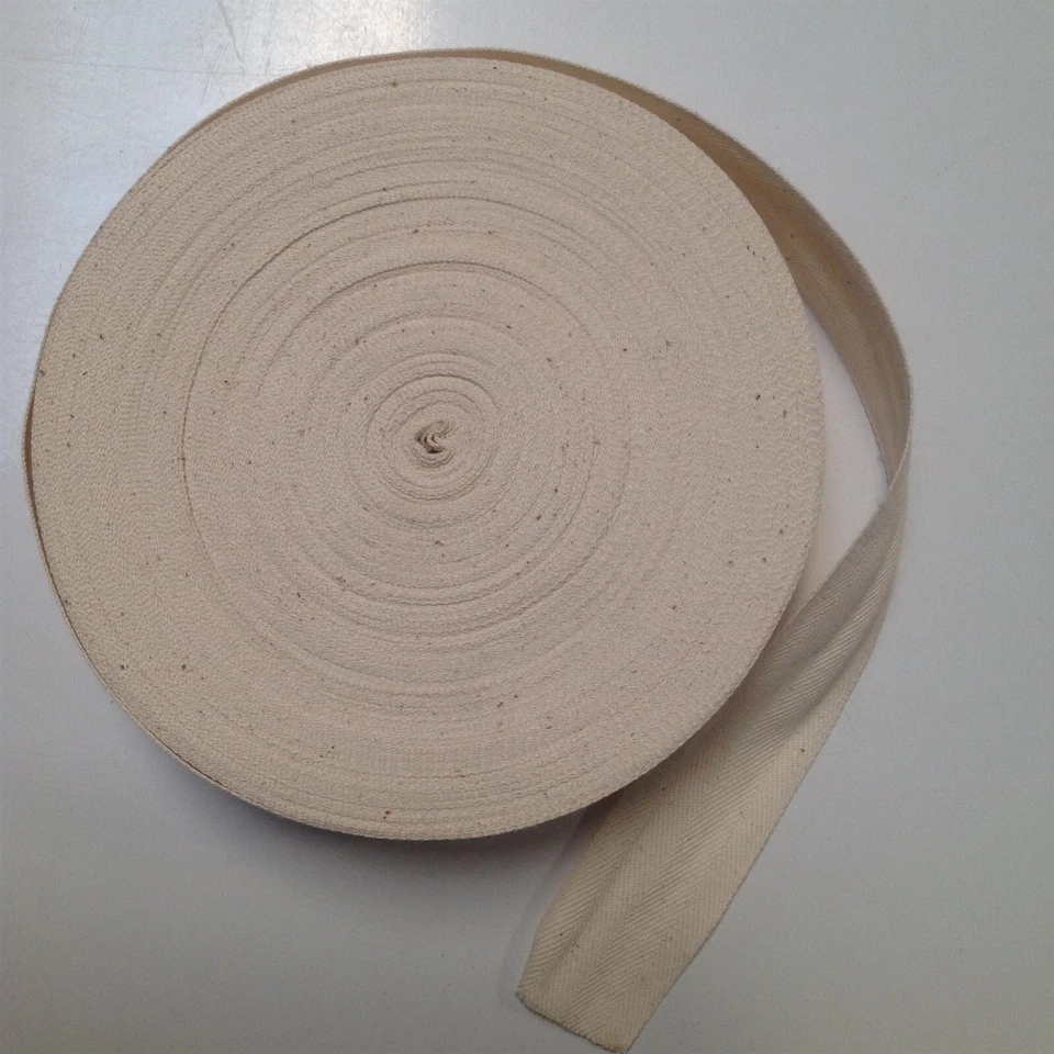 Cinta de acabado de sarga de algodón de 1" espiga ~ beige/natural 50 yardas Foto 3 de 3