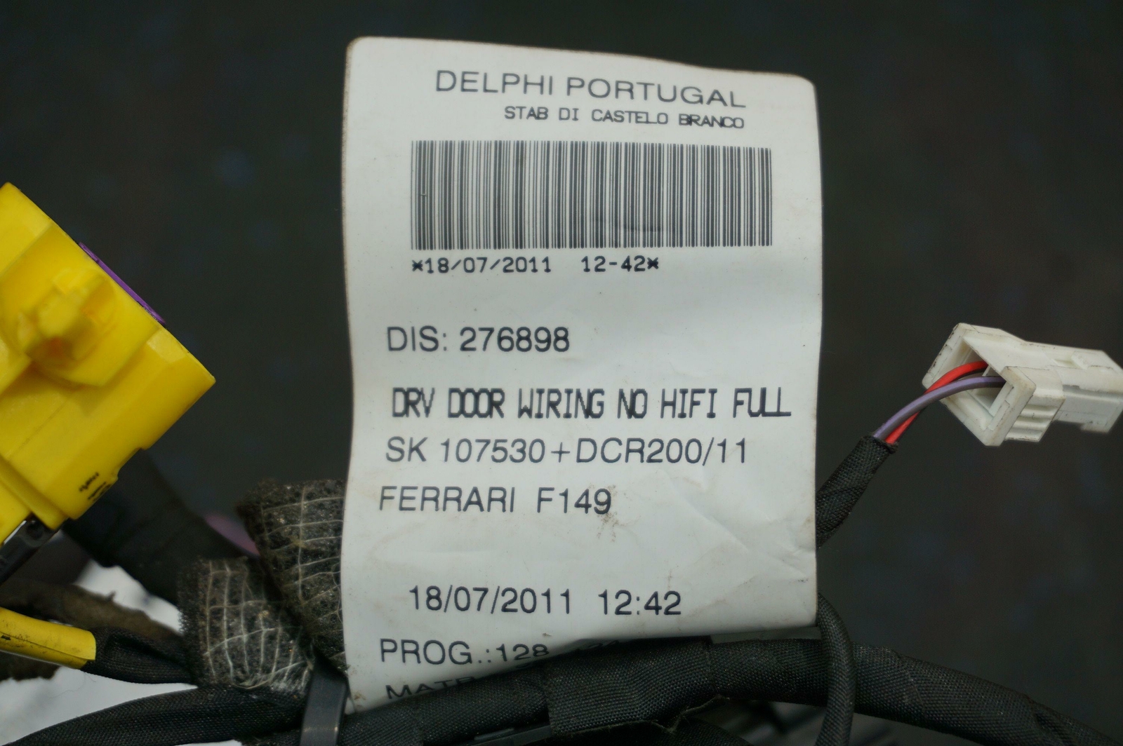 Left Side Door Wiring Wire Harness 276898 281562 OEM Ferrari California 2012-14