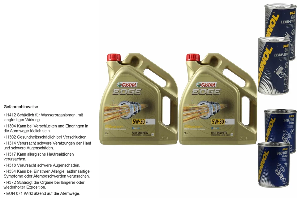 10L Huile Moteur Castrol EDGE Titanium 5W-30 C3 2xStop-Fuite+Nettoyage Moteur - Photo 1/1