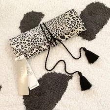 NWT $50 Chicos GWP Animal Jewelry Roll Leopard Print Purse Travel Case Organizer