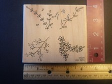 Flower Branches/Vines - Rubber Stamp - Wood Mounted
