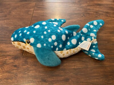 Beanie Baby POSEIDON Whale Shark 13'' Ty 2002 Retired Blue White Soft Plush
