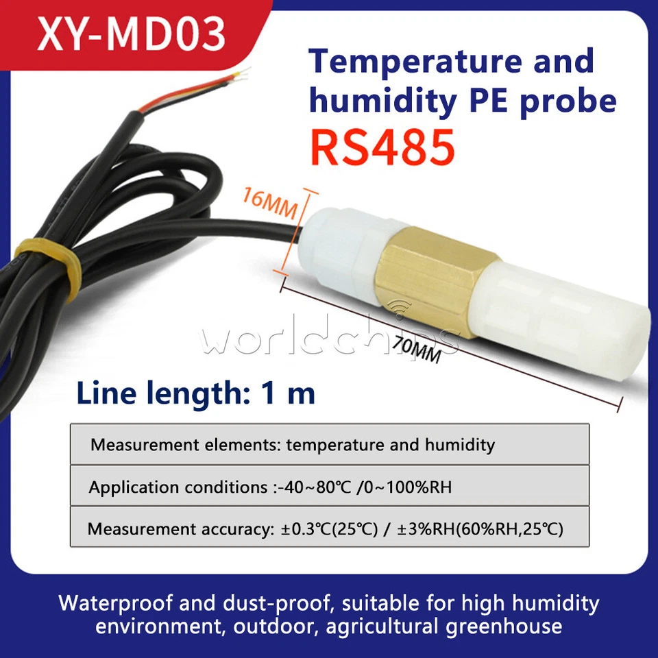 DC 5V-28V RS485 Modbus Waterproof Temperature and Humidity Sensor Probe -40℃~80℃ - Image 2 of 4