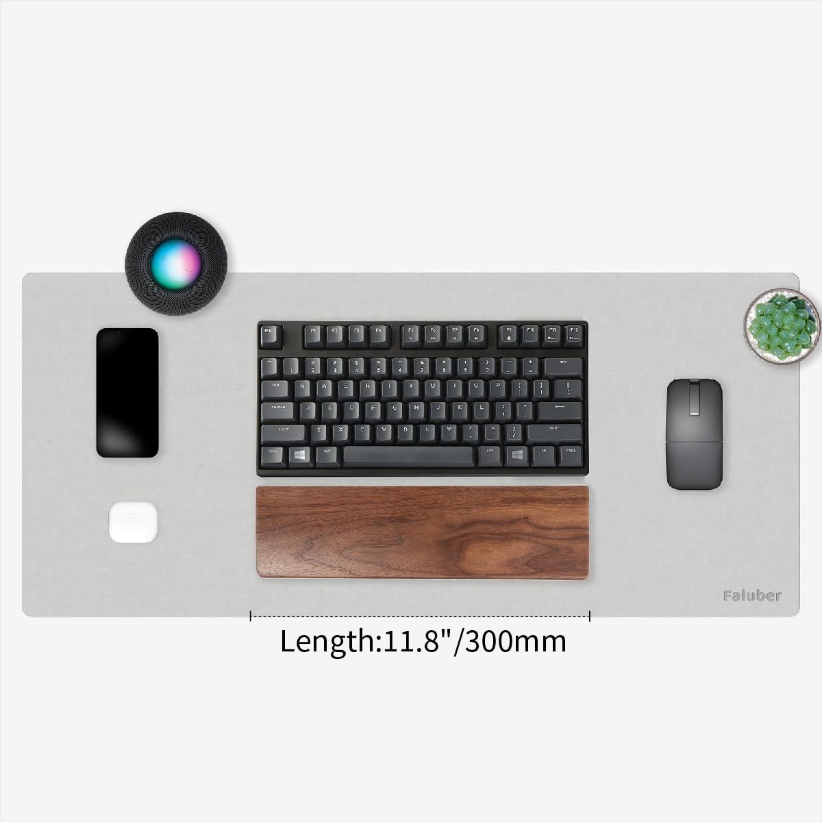 Repose-poignet bois compact noyer ergonomique pour clavier mécanique de jeu