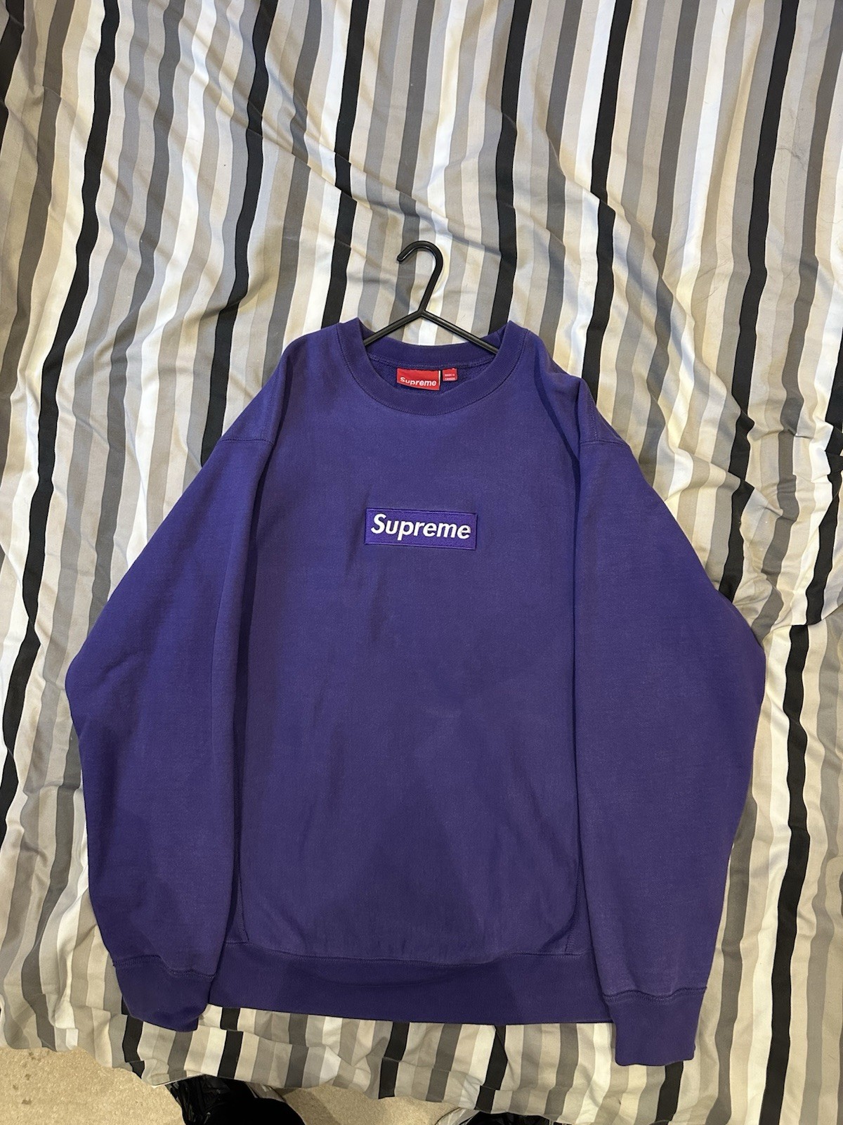 Supreme Purple on Purple Box Logo Crewneck Vintage 2006 XL