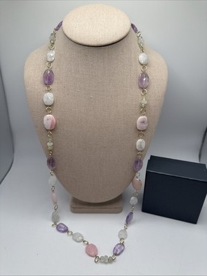 Rarities By Carol Brodie Gold Vermeil 925 Multi-gemstone Station Necklace 34 