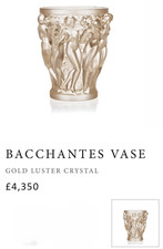 Lalique Kristall Bacchantes Vase Gold Glanz A...