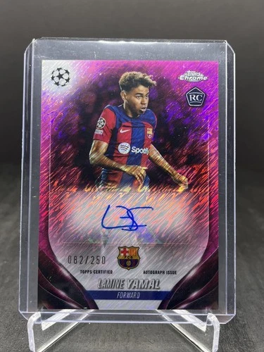 2023-24 Topps Chrome UEFA Lamine Yamal RC Autograph Pink Shimmer 082/250 #CA-LY