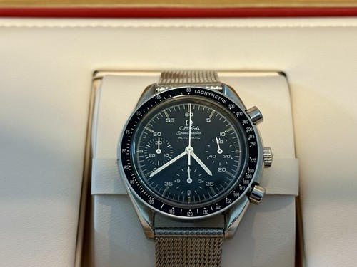 OMEGA Speedmaster Reduced Automatic Chronograph Mesh Band Black Dial w/ Box