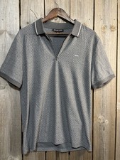 Michael Kors Men’s Quarter Zip Gray Textured Print Polo Shirt – Size Medium