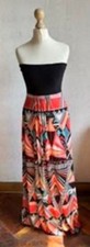 Black/Multi Geometric Print Size 10 Regular Fit Maxi Bandeau Dress from Boohoo