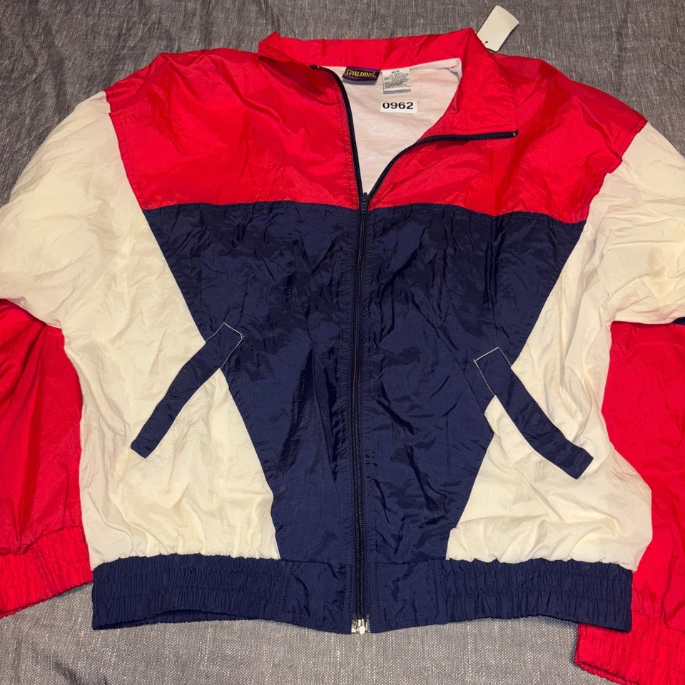Spalding Windbreaker Jacket Full Zip Color Block Vintage 90s M - Image 2 of 4