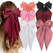 6 PCS Hair Bows for Women, Big Bow Hair Clips for Girls, Silky Satin Hair Bows C