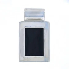Sterling Silver Simulated Onyx Solitaire Slide Pendant - 925