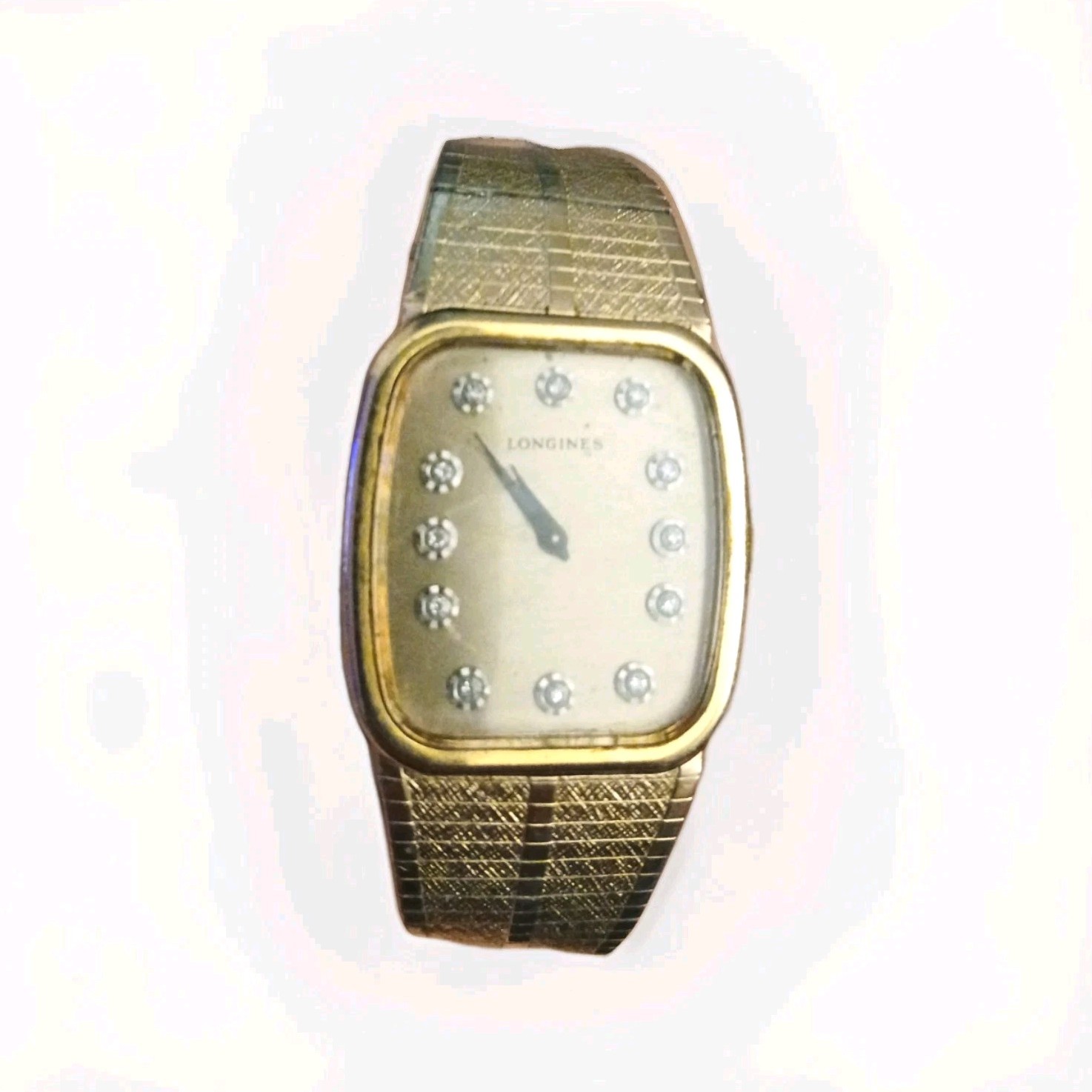 Longines Gold Rectangular Wristwatch Diamond Mark… - image 1