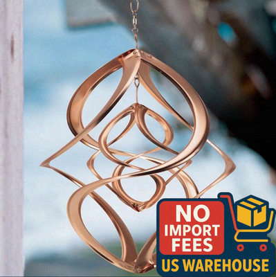 VivaTerra Copper Hanging Double Wind Spinner Outdoor Garden Yard Art Decor