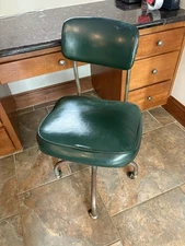 Vintage Industrial Steelcase Propeller Swivel Base Green Desk Chair 1950s MCM