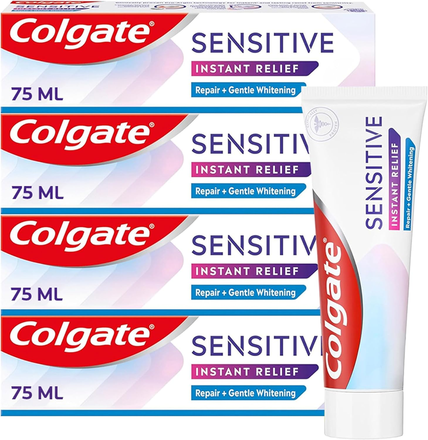 Colgate Sensitive Toothpaste 4x75ml – Instant Relief + Whitening Repair